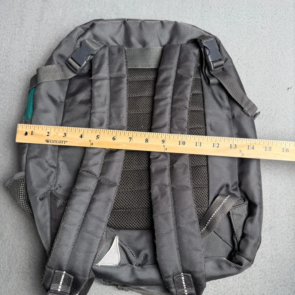 Eddie‎ Bauer Backpack Gray Teal Ripstop Insulated Pocket Hiking Travel Daypack